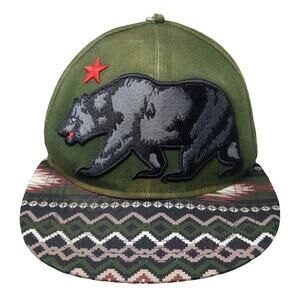 Carbon Elements Snapback Green One Size California Bear Star Western Pattern Hat